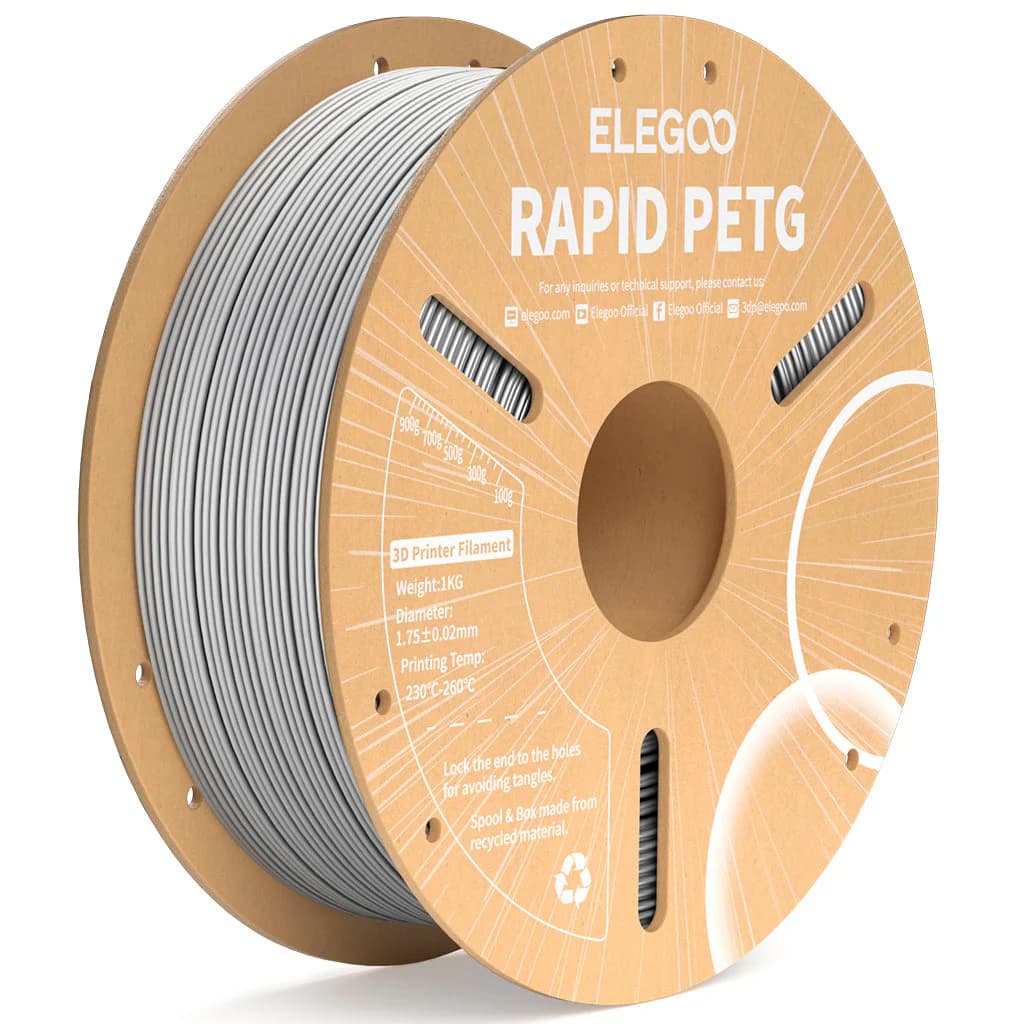 FILAMENTO ELEGOO PETG RAPIDA -1.75mm-1KG- GRIS