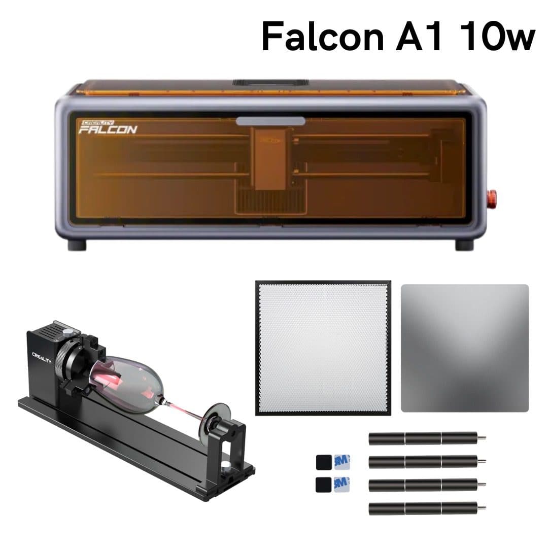 Combo Grabadora Laser Creality Falcon A1 10W + Rodillo Giratorio Creality + Creality Honeycomb + Creality Falcon Tacos