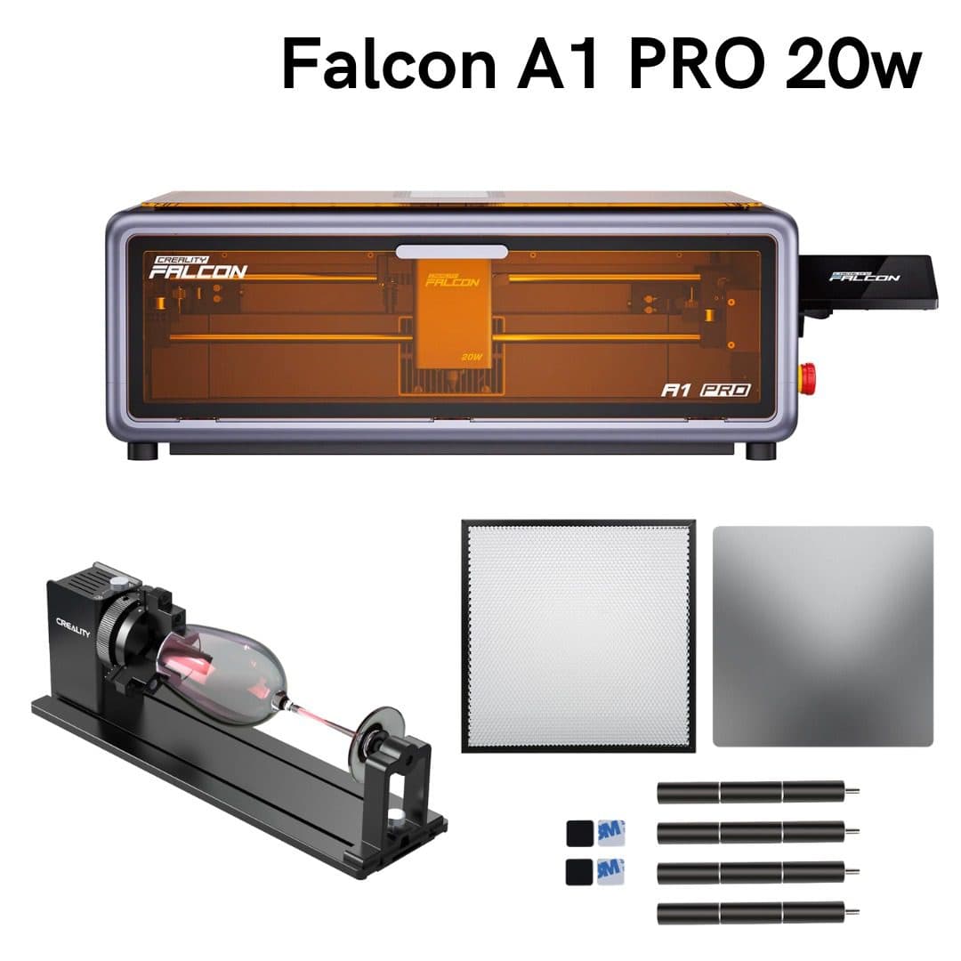 Combo Grabadora Laser Creality Falcon A1 Pro 20W + Rodillo Giratorio Creality + Creality Honeycomb + Creality Falcon Tacos