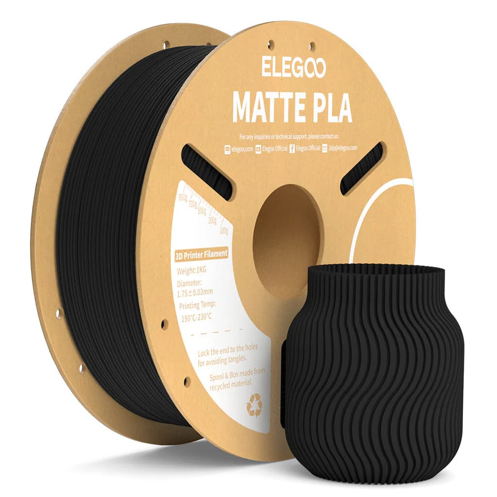 FILAMENTO ELEGOO PLA MATTE-1.75mm-1KG-NEGRO MATTE