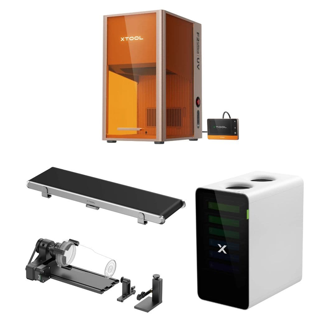 Grabadora Laser Xtool F2 Ultra UV + RA2 Pro + Cinta Transportadora + Purificador de Aire
