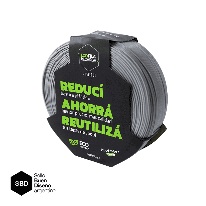 Filamento Hellbot ECOFILA REC PLA 1,75mm 1k - Gris