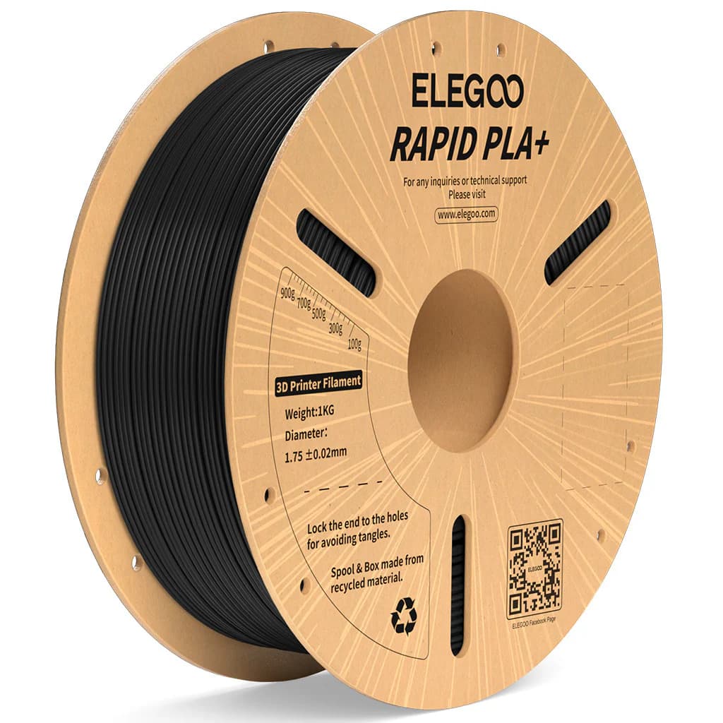 FILAMENTO ELEGOO RAPIDO 600mm/s PLA+ -1.75mm-1KG-NEGRO