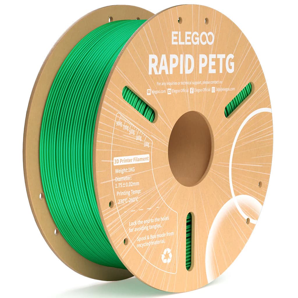 FILAMENTO ELEGOO PETG RAPIDA -1.75mm-1KG- VERDE