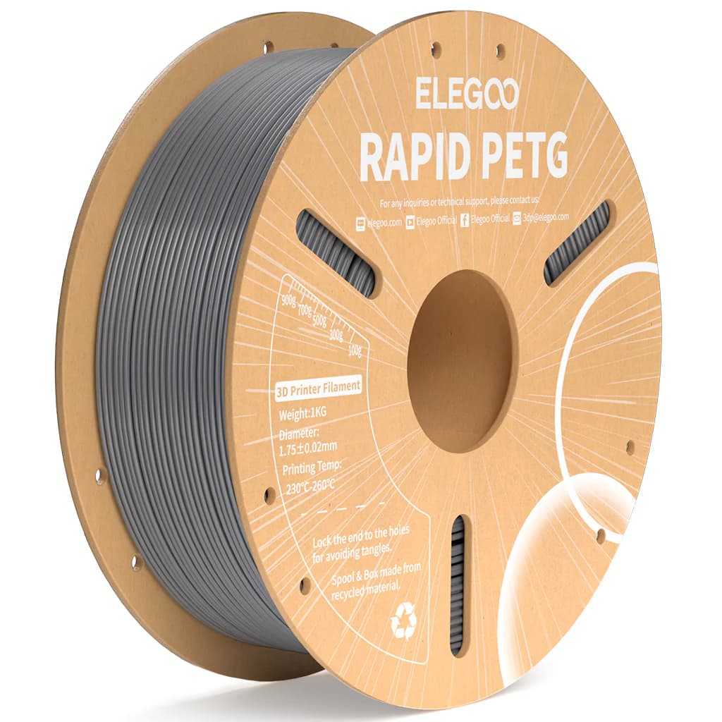 FILAMENTO ELEGOO PETG RAPIDA -1.75mm-1KG- PLATA