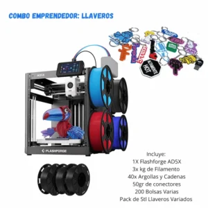 COMBO EMPRENDEDOR LLAVEROS con Impresora 3D Flashforge AD5X Entrega Inmediata