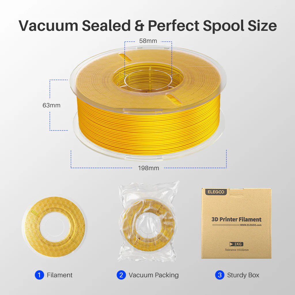 Filamento Elegoo Silk PLA 1.75mm 1kg Dorado - Imagen 5