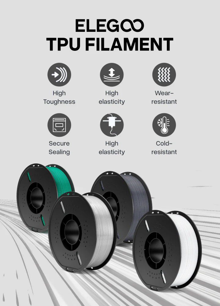 Filamento Elegoo TPU 95A 1.75mm 1kg Blanco - Imagen 5